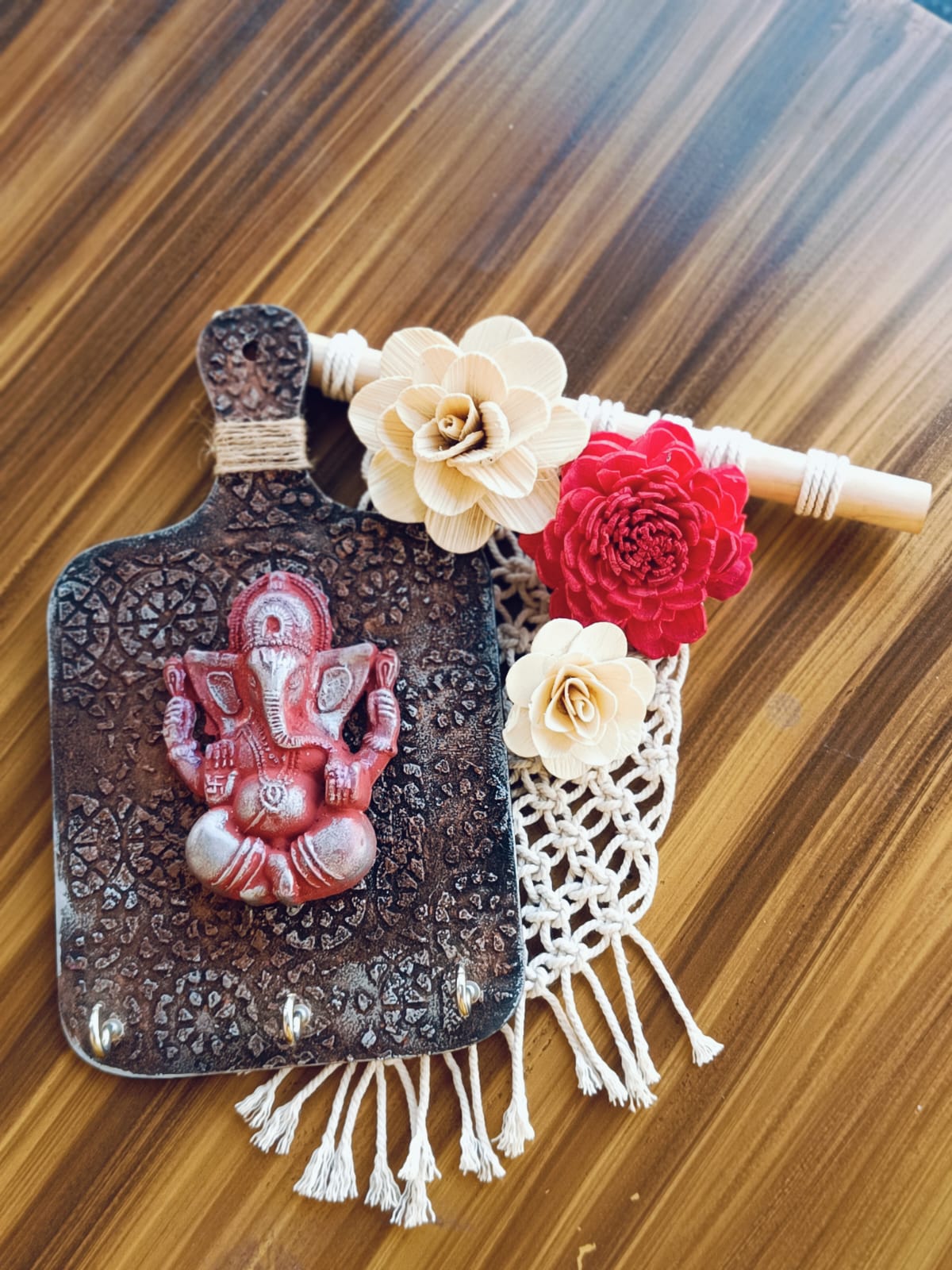 Shree Ganesh Wooden Wall Key Holder